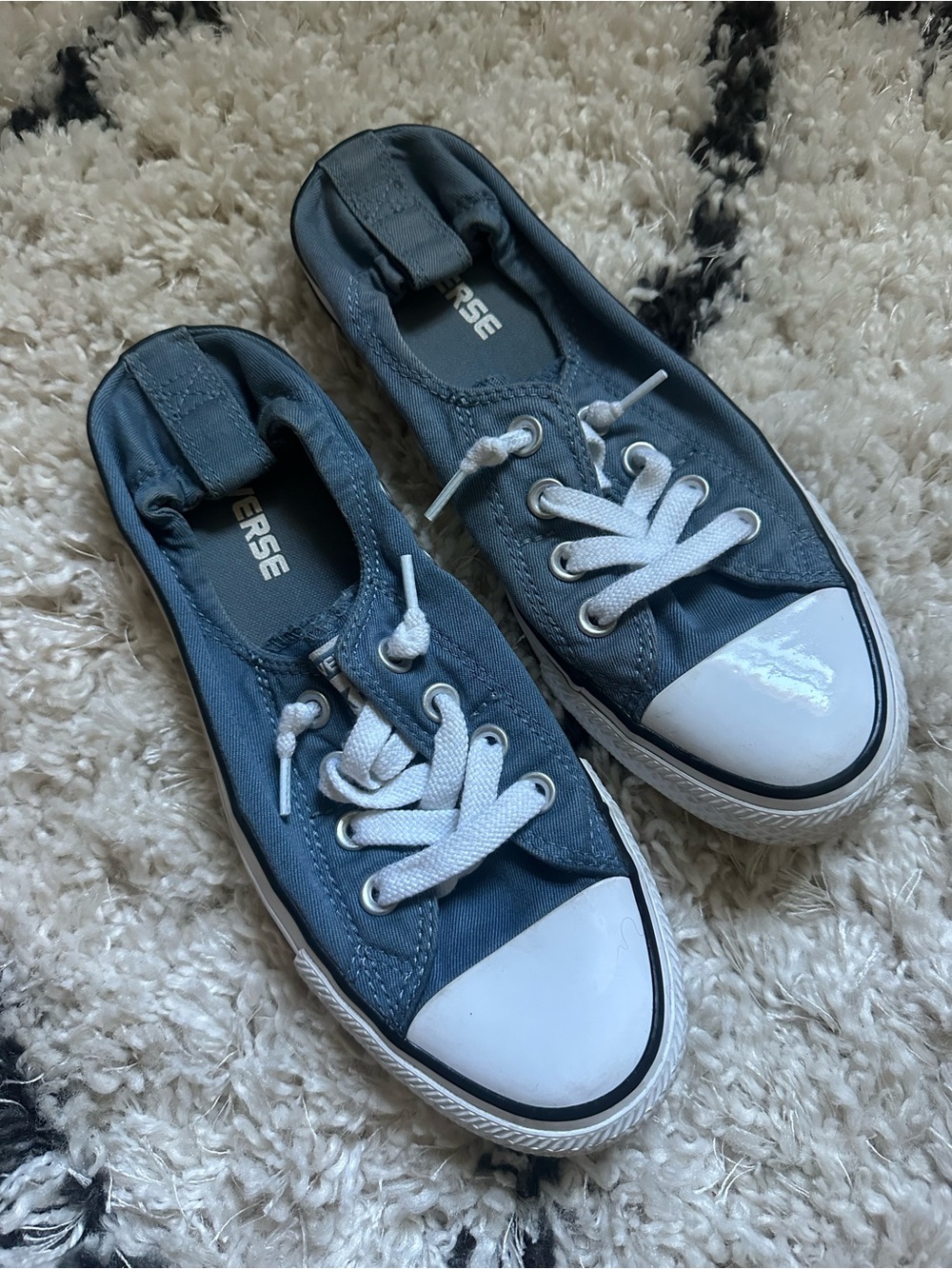 Converse Blue Low-Top Canvas Slip-On Sneakers with White Toe Caps